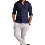 Sapphire Blue Hunting Style Cotton Printed Shirt Men - Adventure Premium | Jaipurio